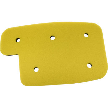 The Arctic Cat Replacement Air Filter by All Balls is a yellow rectangular foam with five evenly spaced circular holes, one rounded corner, and a left-side notch—ideal as an OEM cellulose air filter replacement.