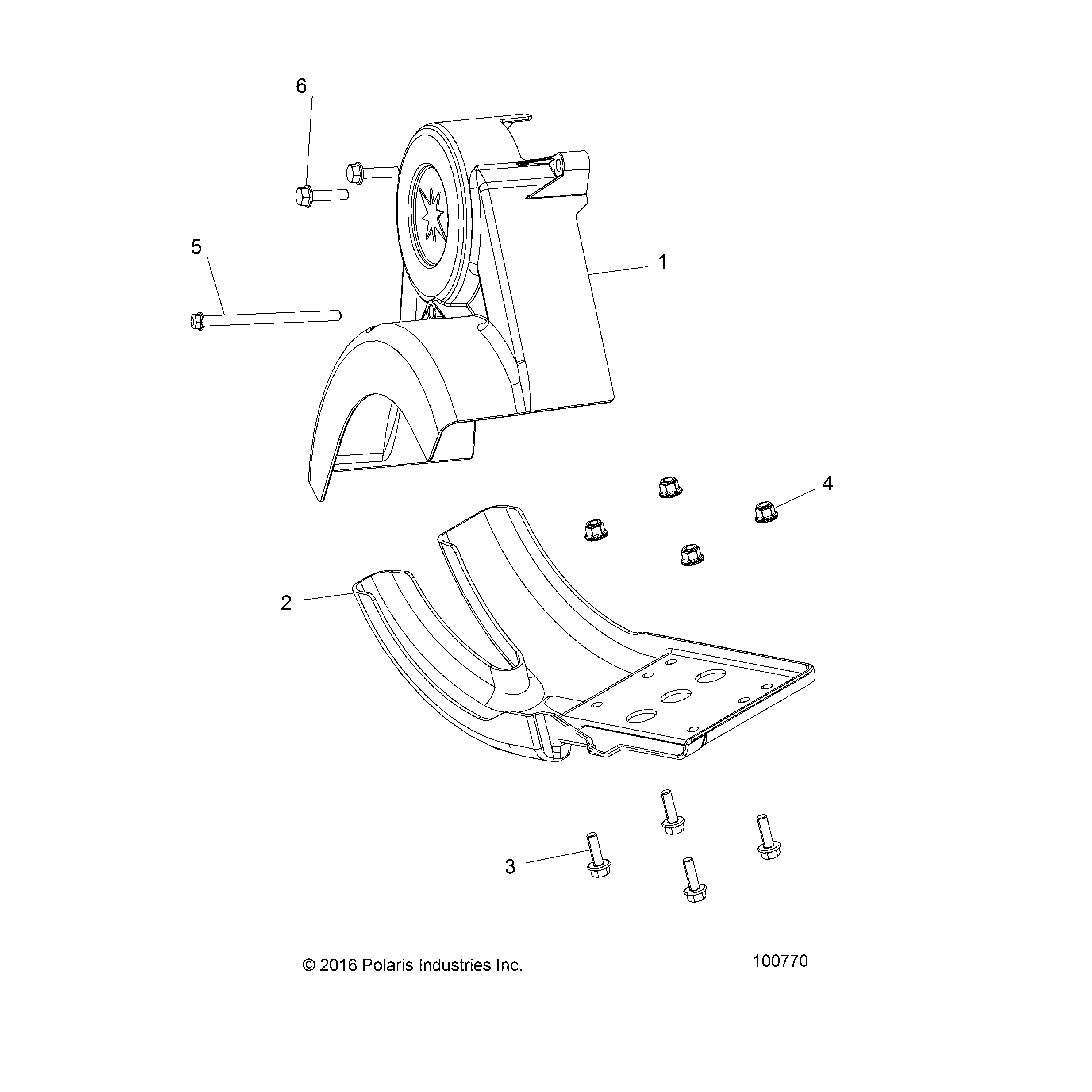 An Image of a Genuine Polaris Parts Schematic Diagram showing the schematic - DRIVE TRAIN: CHAIN GUARD - 2017 POLARIS ACE 150