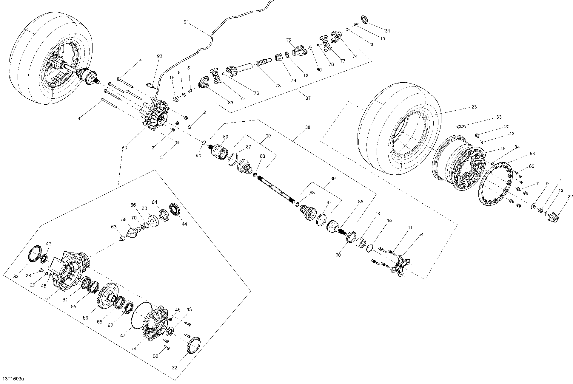 An Image of a Genuine Can-Am Parts Schematic Diagram showing the schematic - DRIVE SYSTEM REAR