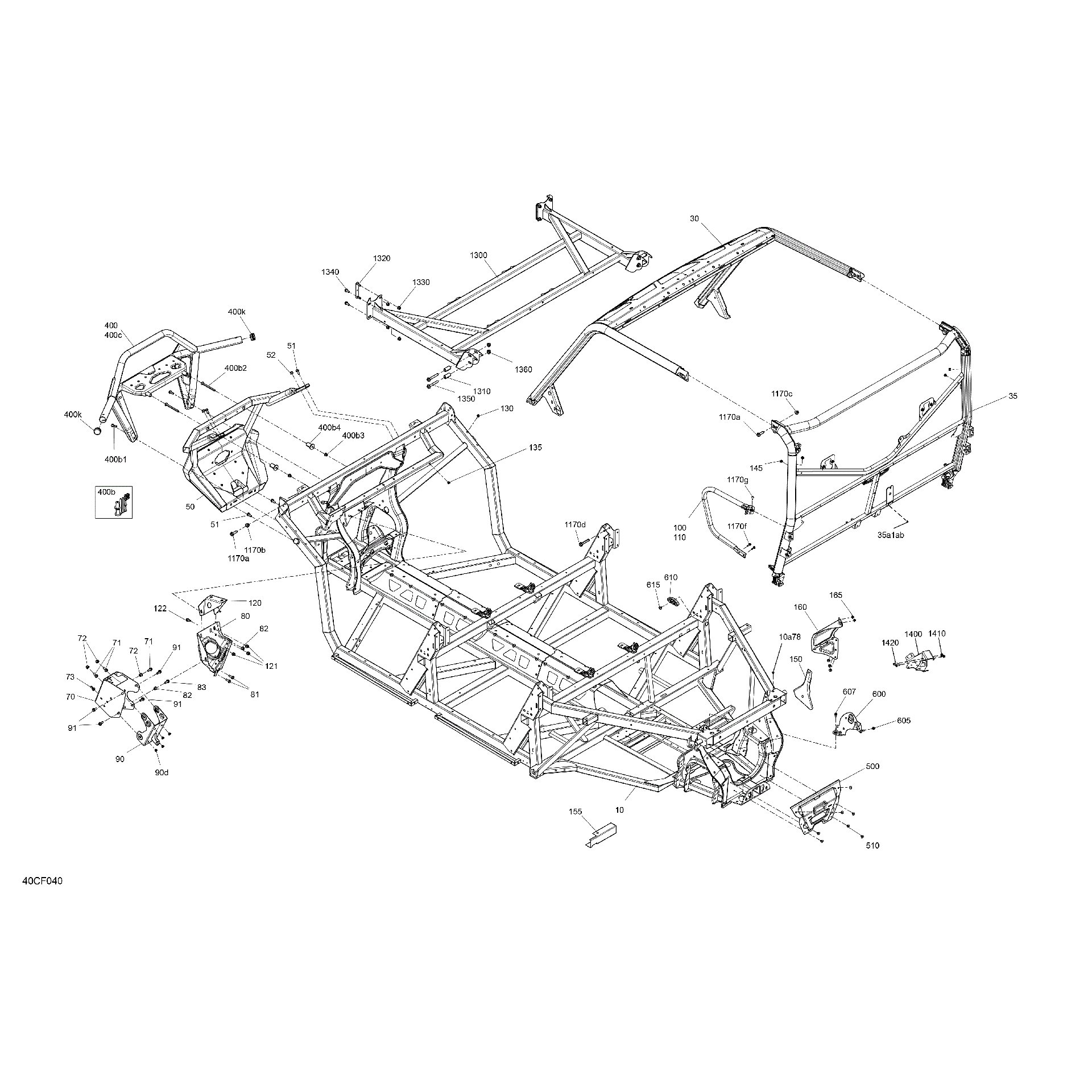 An Image of a Genuine Can-Am Parts Schematic Diagram showing the schematic - FRAME - SYSTEM