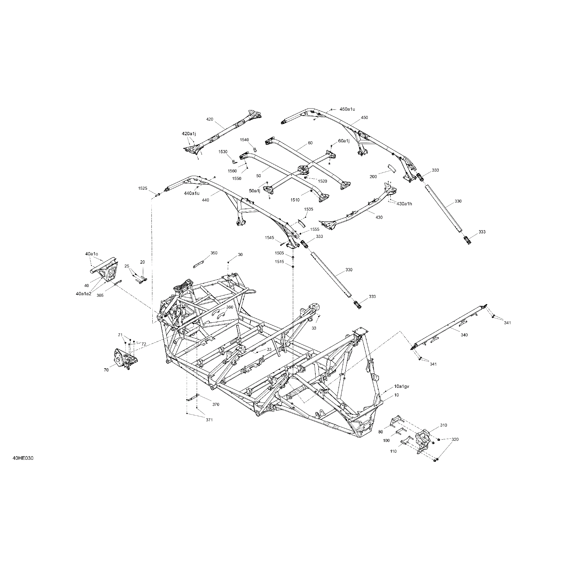 An Image of a Genuine Can-Am Parts Schematic Diagram showing the schematic - FRAME - SYSTEM