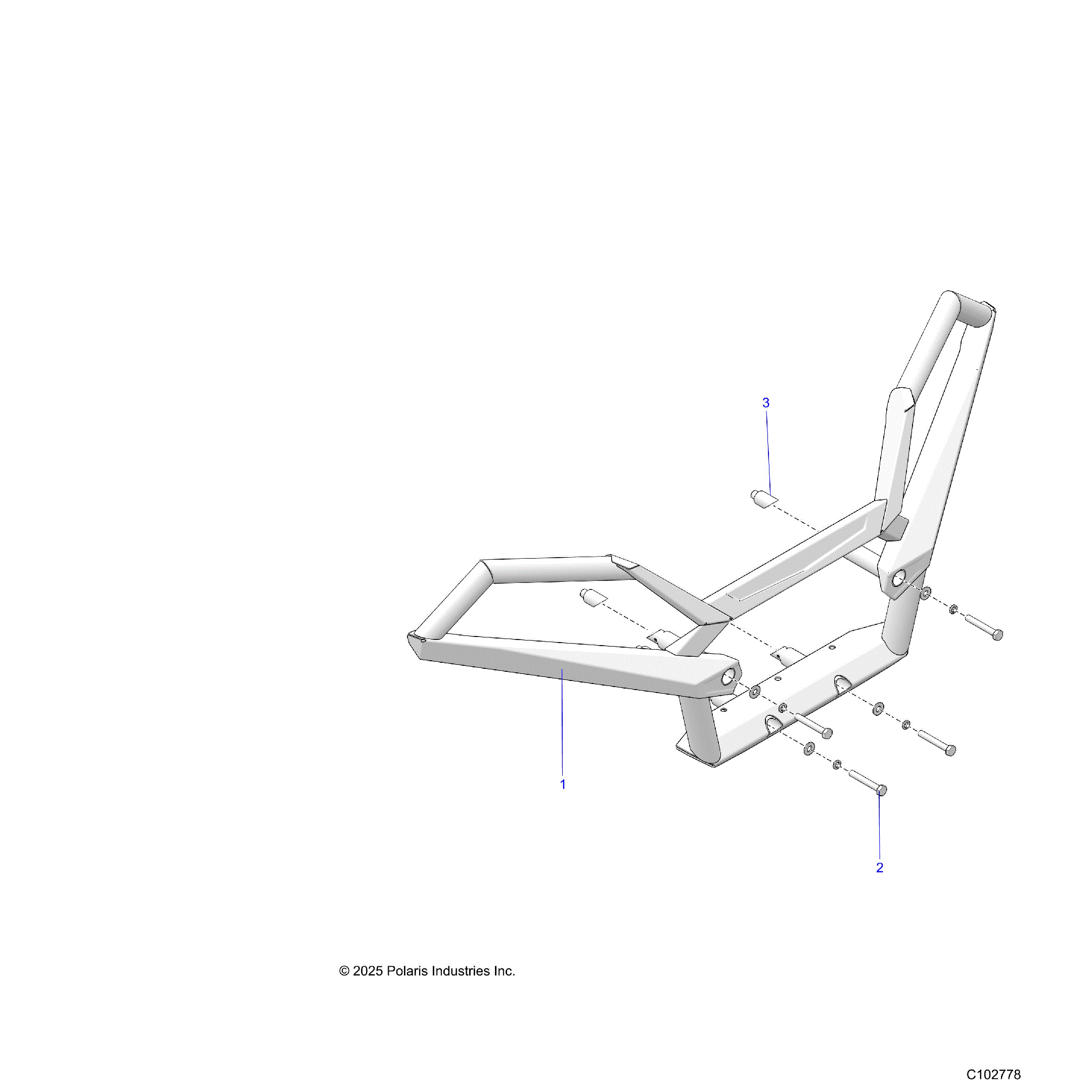An Image of a Genuine Polaris Parts Schematic Diagram showing the schematic - BODY: DELUXE BUMPERS - 2026 POLARIS SPORTSMAN 1000 ULTIMATE 49S