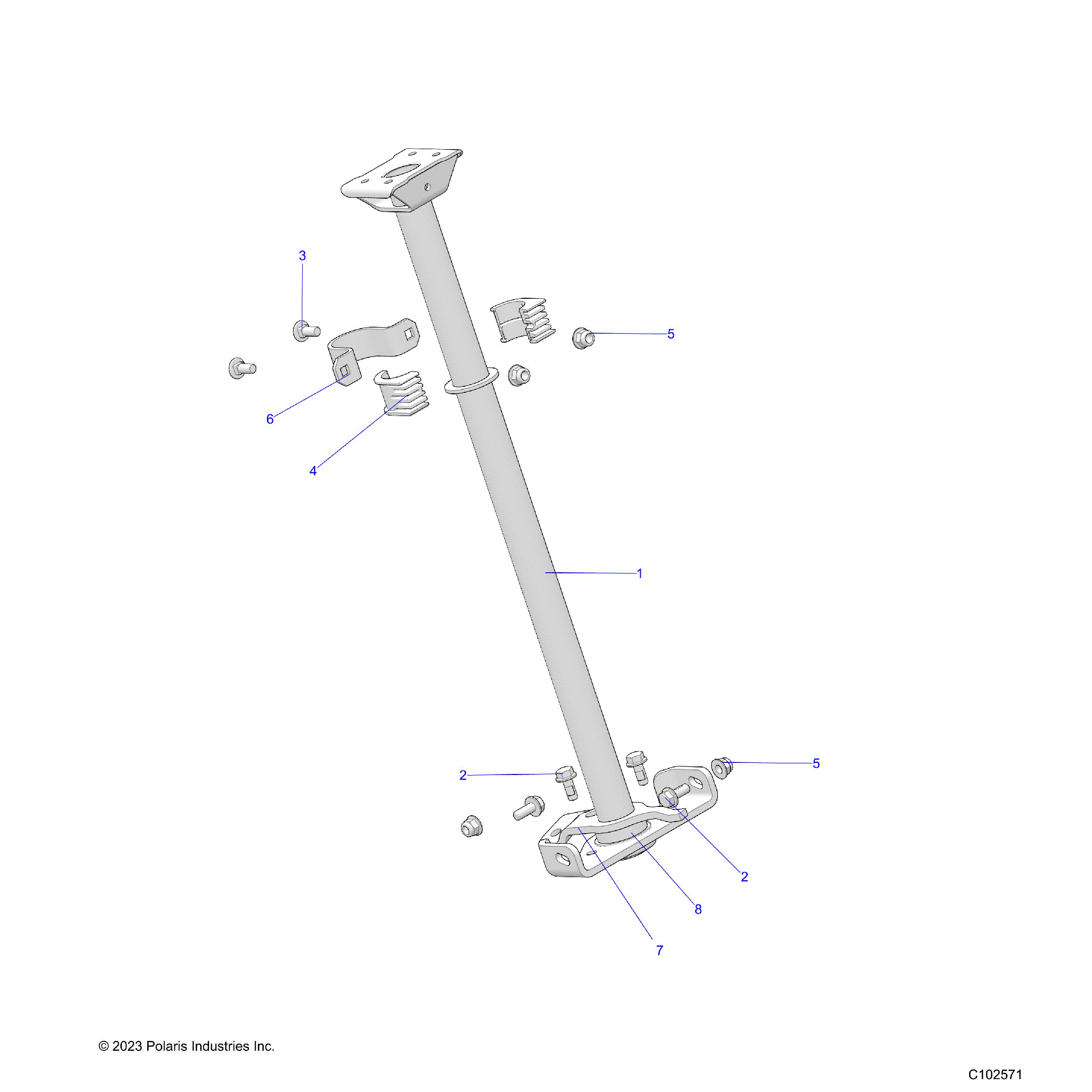 An Image of a Genuine Polaris Parts Schematic Diagram showing the schematic - STEERING: STEERING POST - 2026 POLARIS SCRAMBLER 850 48"