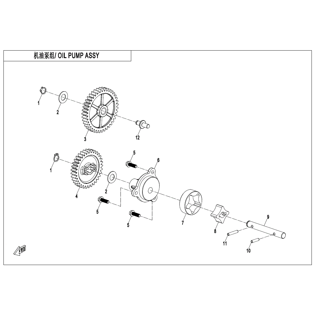 An Image of a Genuine CFMOTO Parts Schematic Diagram showing the schematic - OIL PUMP ASSY - 2025 CFMOTO UFORCE 800 XL