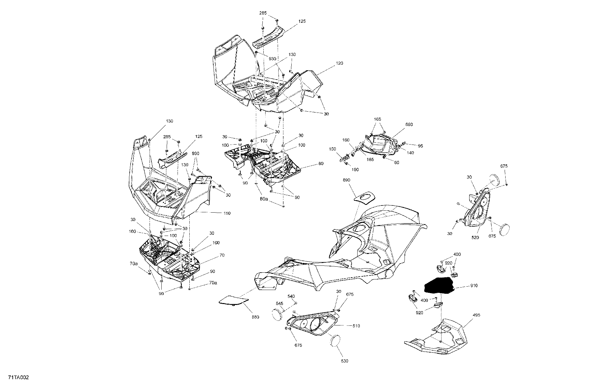 An Image of a Genuine Can-Am Parts Schematic Diagram showing the schematic - BODY - REAR SECTION