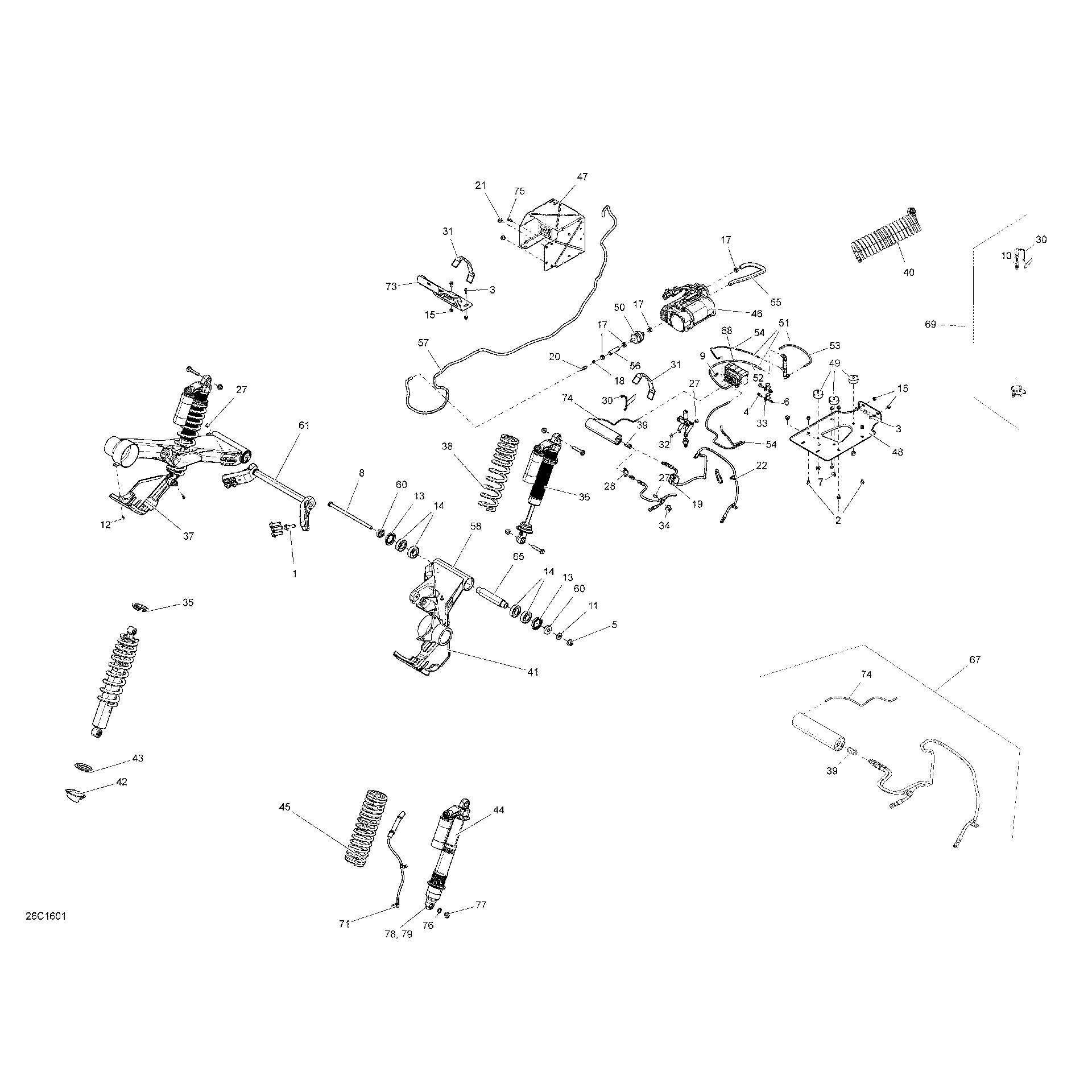 An Image of a Genuine Can-Am Parts Schematic Diagram showing the schematic - REAR SUSPENSION