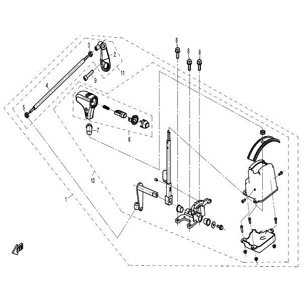 An Image of a Genuine CFMOTO Parts Schematic Diagram showing the schematic - GEAR SHIFTING SYSTEM - 2015 CFMOTO ZFORCE 600