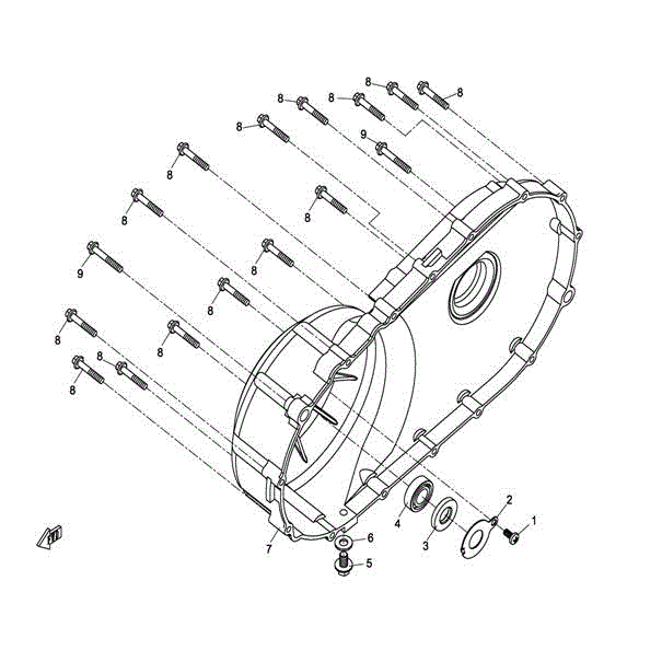 An Image of a Genuine CFMOTO Parts Schematic Diagram showing the schematic - CVT COVER ASSY - 2016 CFMOTO UFORCE 800