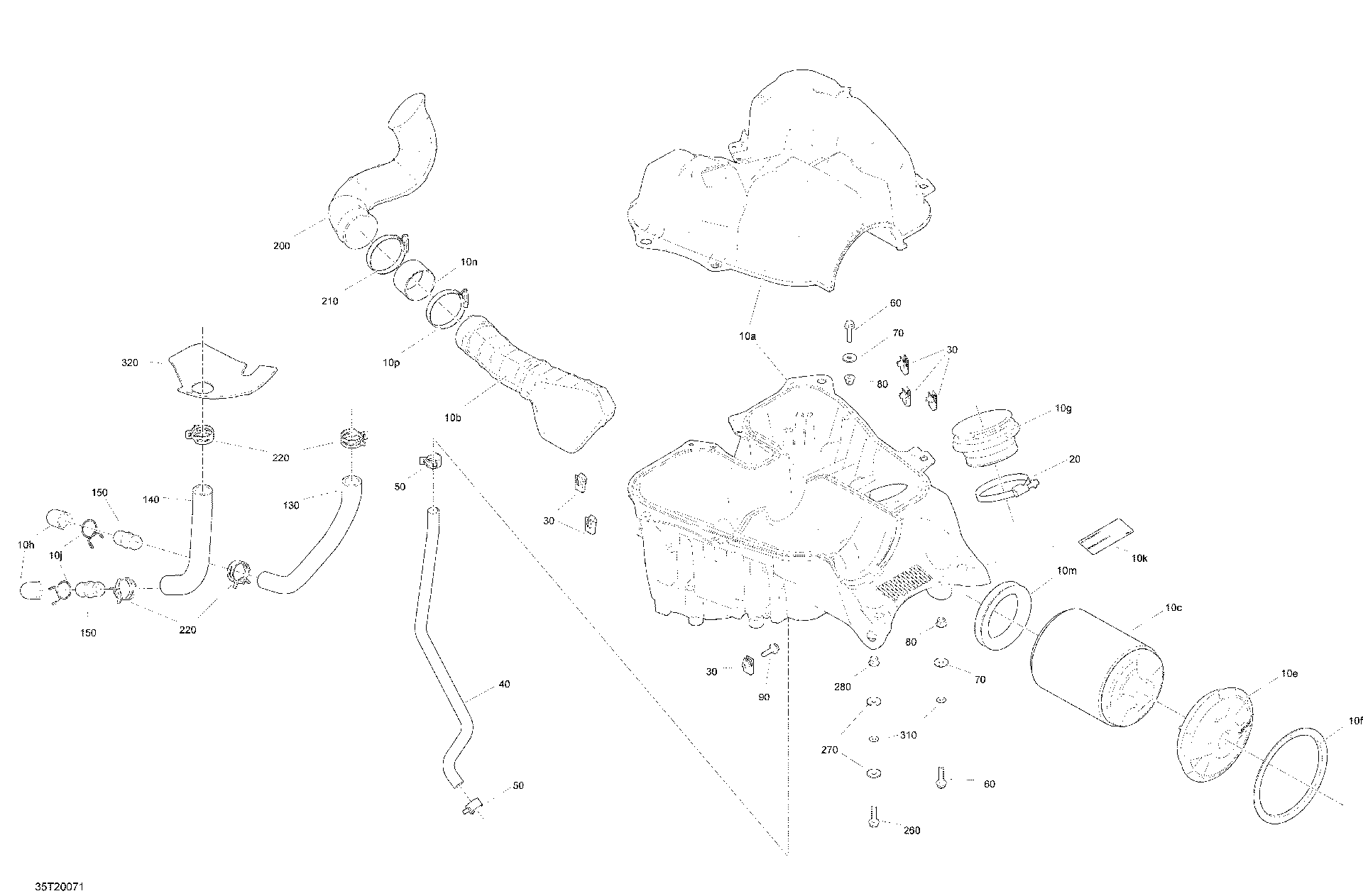 An Image of a Genuine Can-Am Parts Schematic Diagram showing the schematic - AIR INTAKE