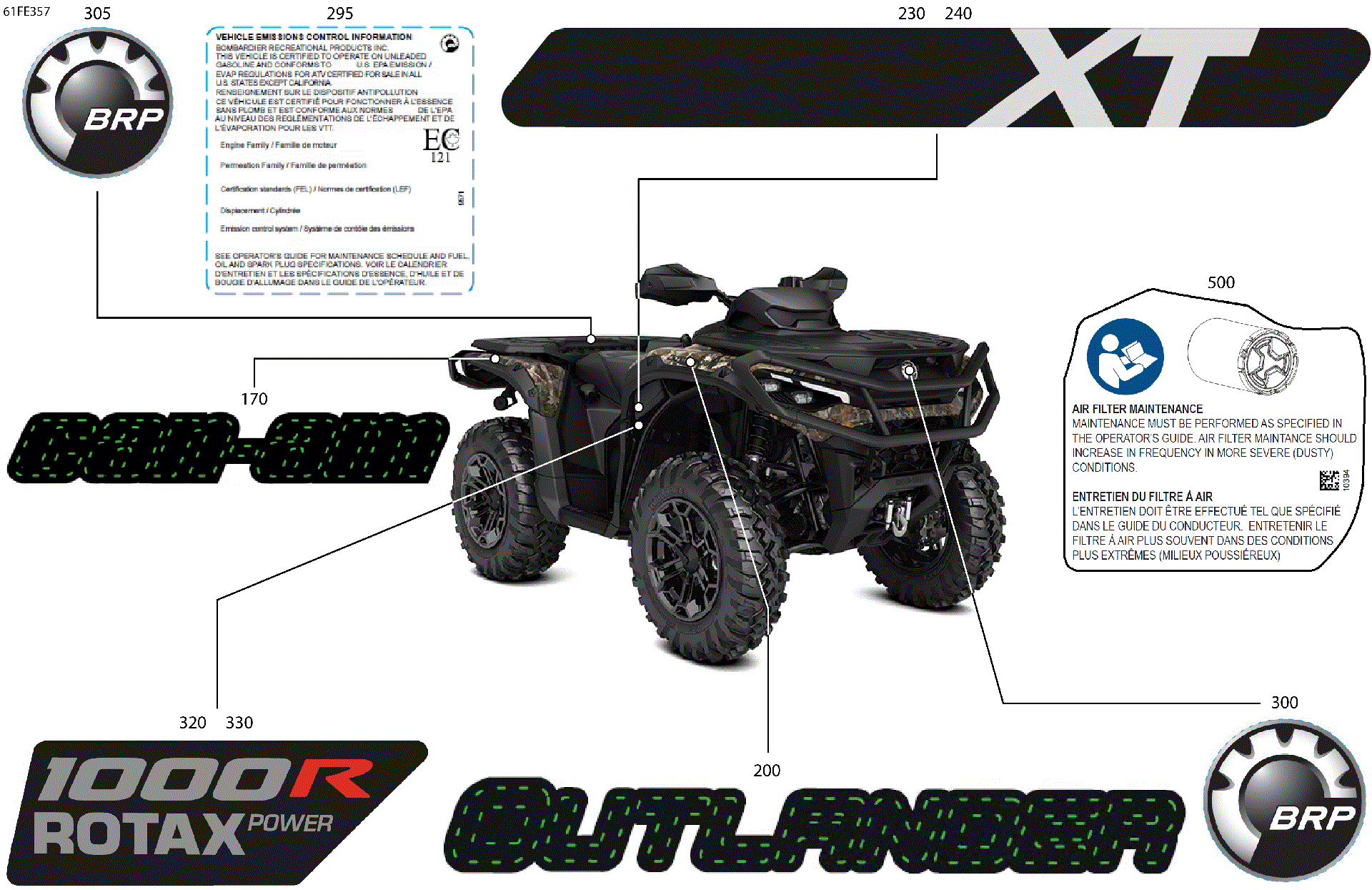 An Image of a Genuine Can-Am Parts Schematic Diagram showing the schematic - BODY - FEATURE DECALS