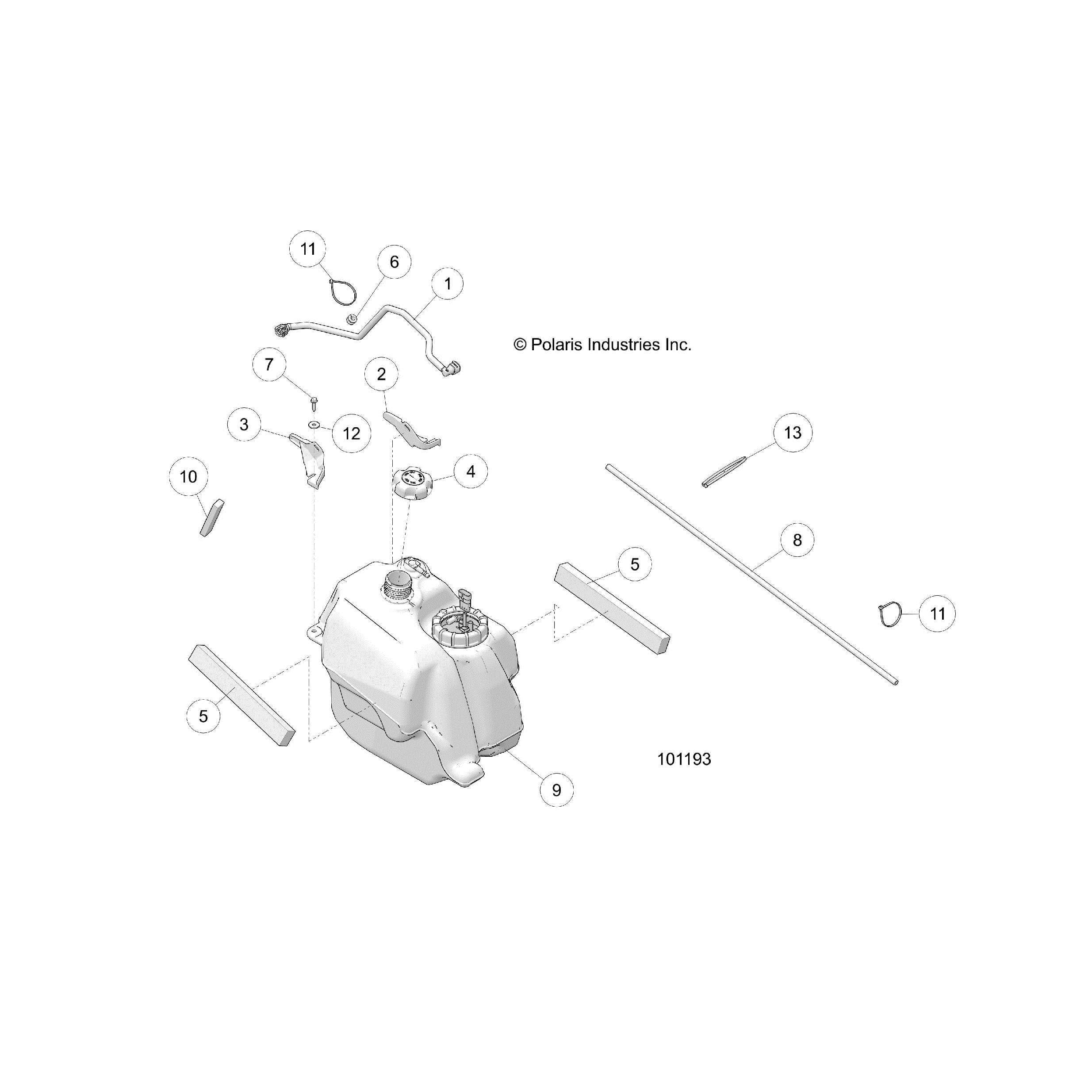 An Image of a Genuine Polaris Parts Schematic Diagram showing the schematic - BODY: FUEL TANK ASM. - 2017 POLARIS SPORTSMAN TOURING 570 EFI/EPS