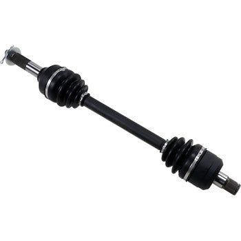 The Kawasaki Teryx Axle Kit Complete 8 Ball Extreme Duty Rear Left & Right by All Balls includes black CV axle shafts with precision ball bearings, rubber boots, and metal clamps for reliable power transmission to your vehicles wheels.