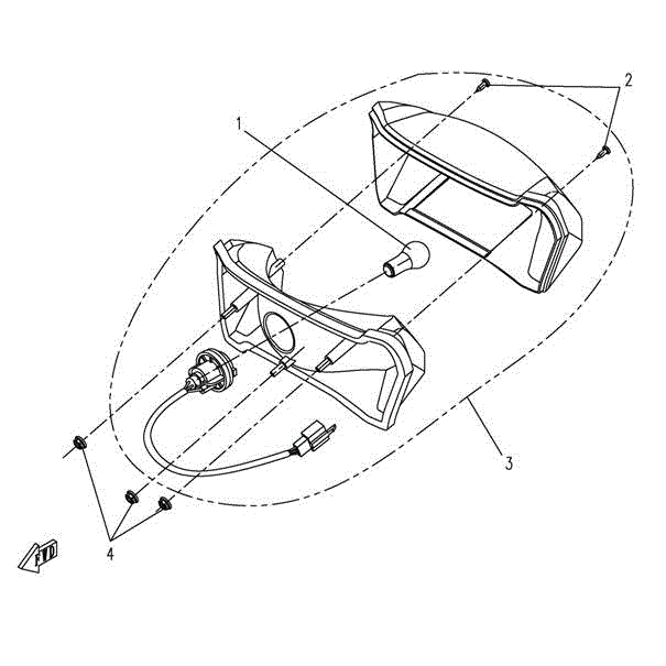 An Image of a genuine CFMOTO Parts Schematic Diagram showing the group - TAIL LIGHT - 2015 CFMOTO CFORCE 500 SWB