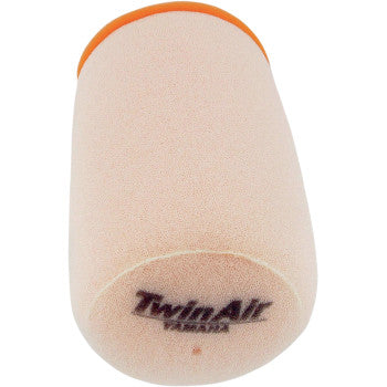The Yamaha Standard Air Filter by Twin Air is a beige, dual-stage filter with an orange top rim and the TwinAir logo in black on the bottom, designed for high airflow performance.