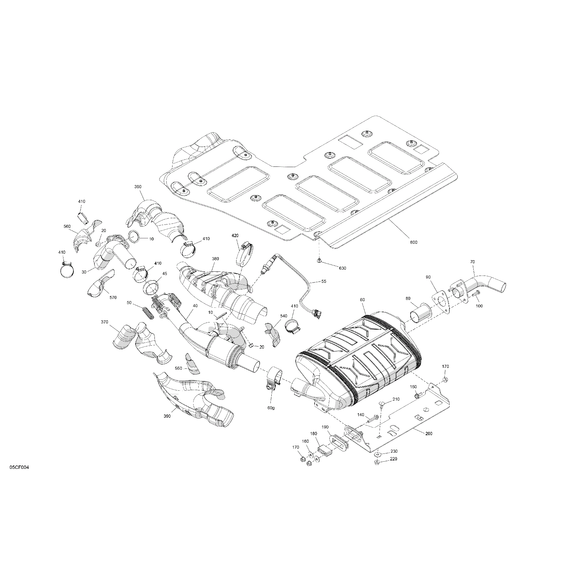 An Image of a Genuine Can-Am Parts Schematic Diagram showing the schematic - ENGINE - EXHAUST