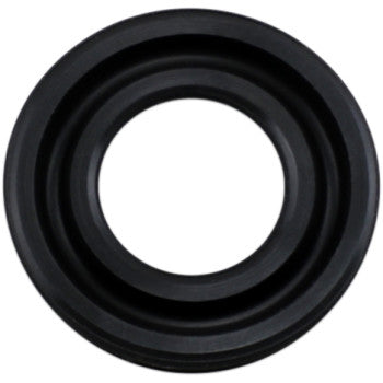 The Shock Oil Seal 14 mm x 26 mm Showa by Race Tech is a black rubber gasket with concentric circular ridges, viewed from above on a white background, designed for use as a shock oil seal in various applications.