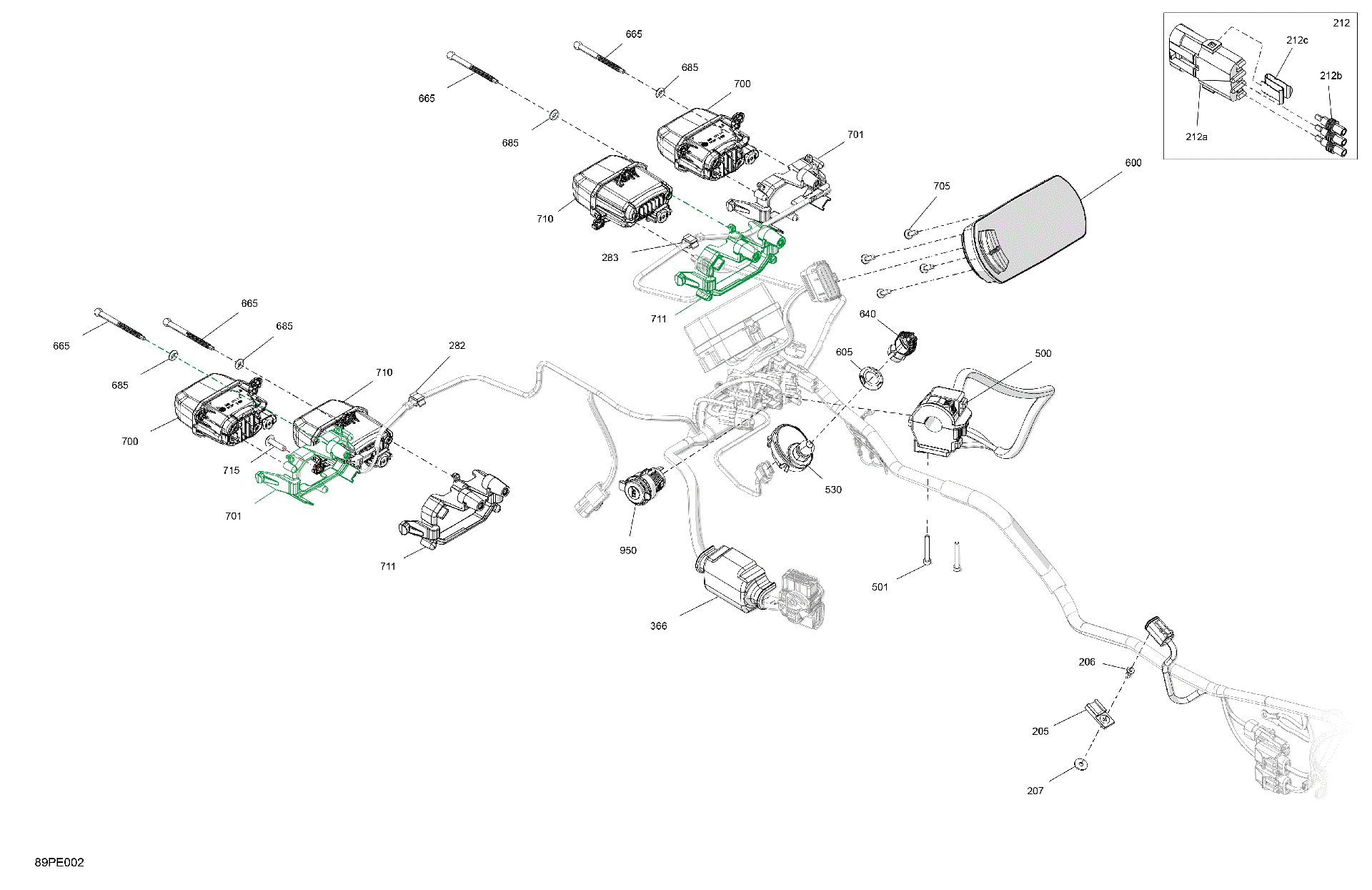An Image of a Genuine Can-Am Parts Schematic Diagram showing the schematic - ELECTRIC - FRONT SECTION
