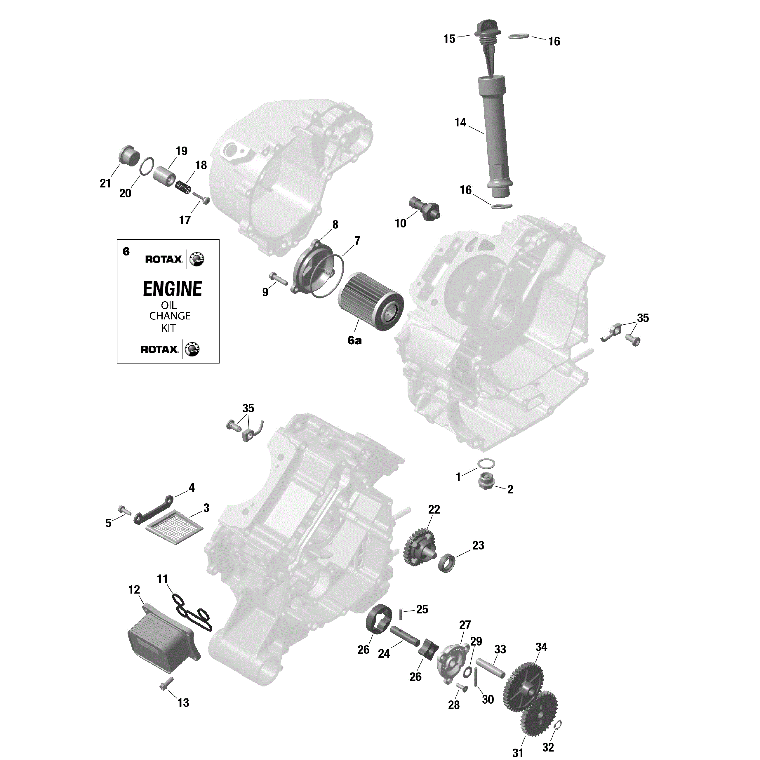 An Image of a Genuine Can-Am Parts Schematic Diagram showing the schematic - ROTAX - ENGINE LUBRICATION
