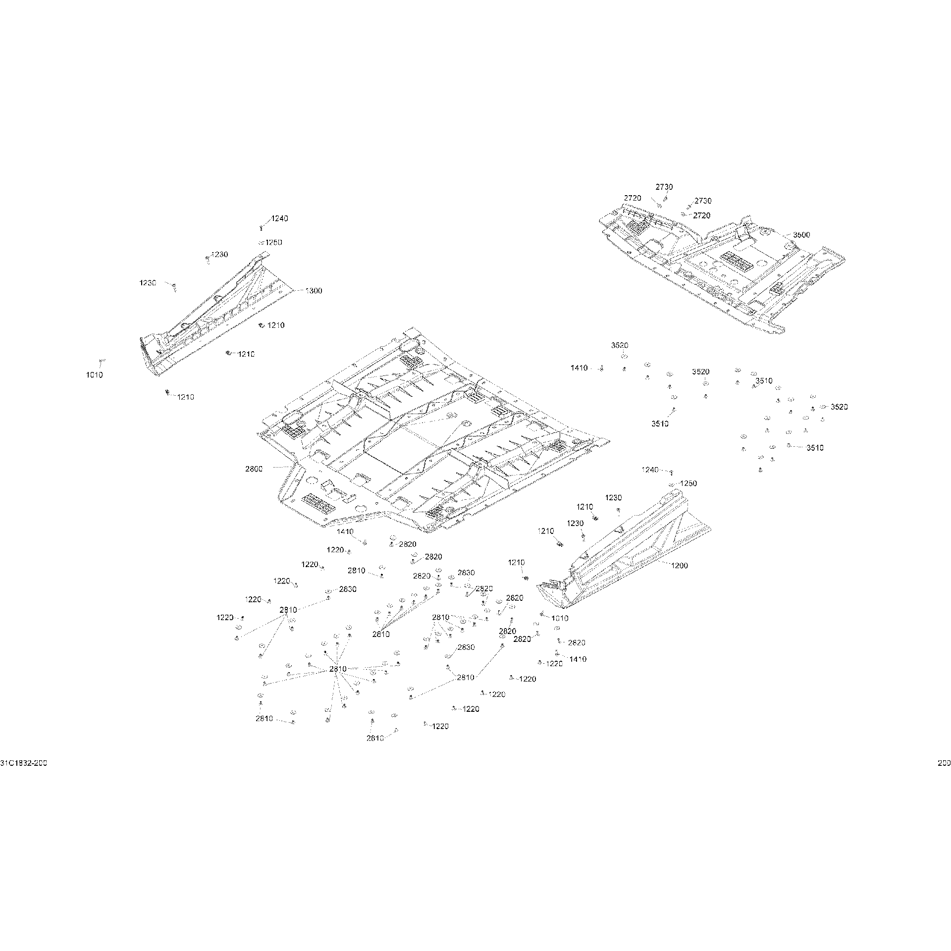 An Image of a Genuine Can-Am Parts Schematic Diagram showing the schematic - 09 - BODY FLOOR MAVERICK TRAIL - 1000 EFI