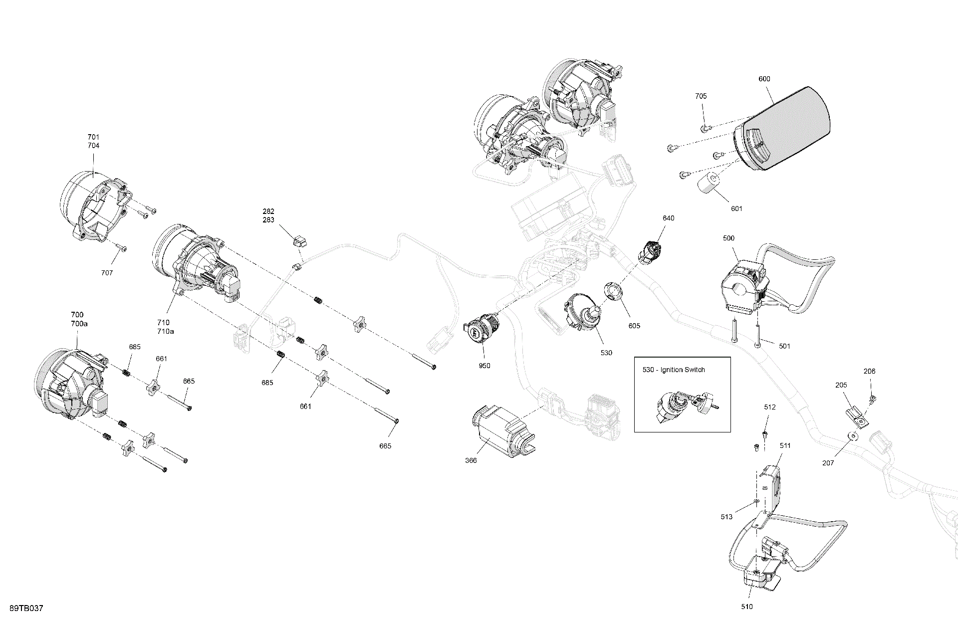 An Image of a Genuine Can-Am Parts Schematic Diagram showing the schematic - ELECTRIC - FRONT SECTION