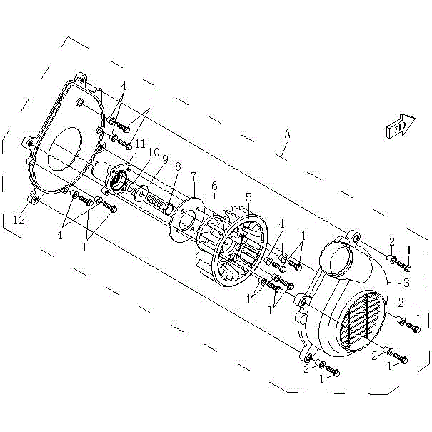 An Image of a Genuine CFMOTO Parts Schematic Diagram showing the schematic - COOLING FAN - 2015 CFMOTO ZFORCE 600