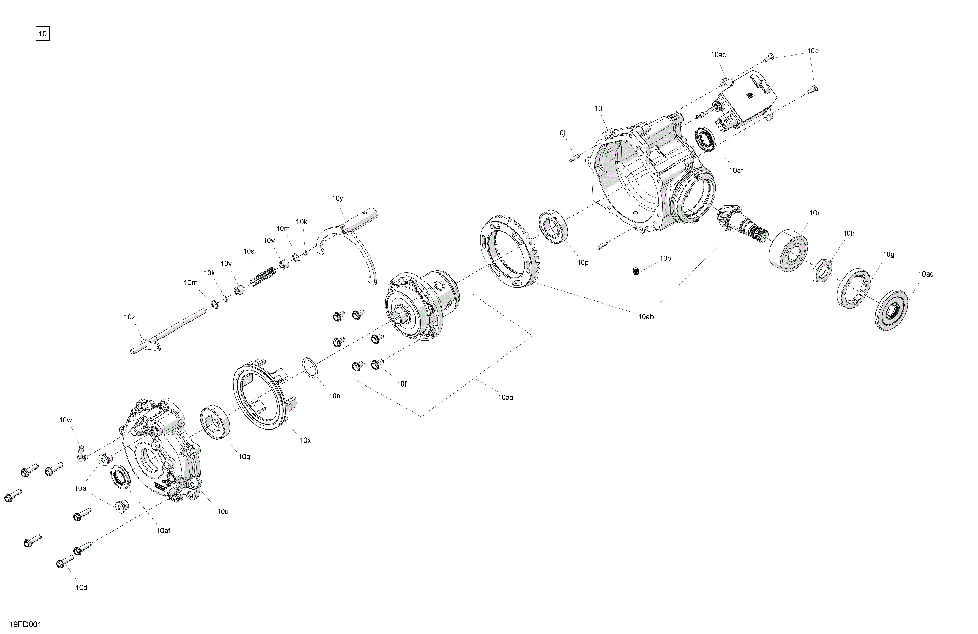 An Image of a Genuine Can-Am Parts Schematic Diagram showing the schematic - DRIVE - FRONT - DIFFERENTIAL PARTS