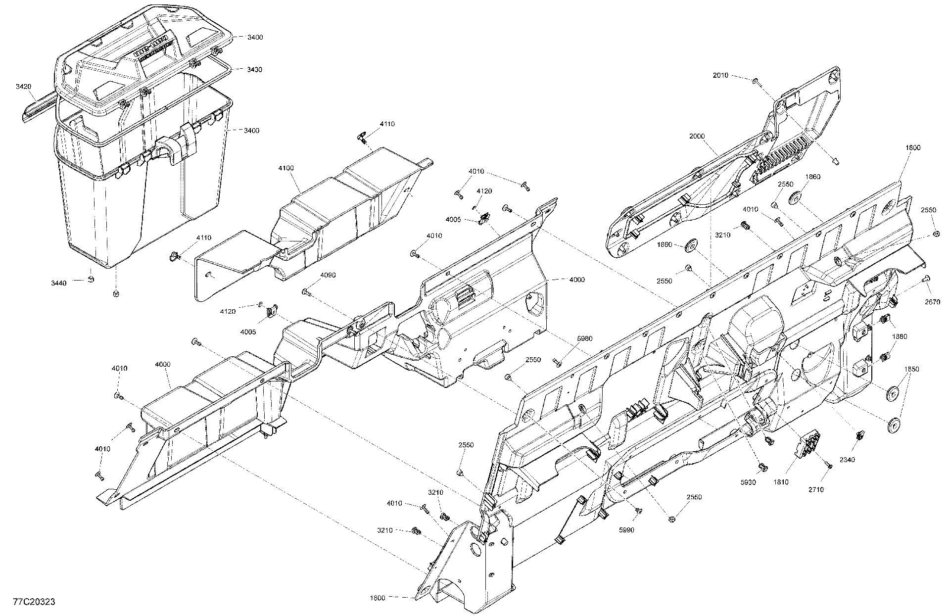 An Image of a Genuine Can-Am Parts Schematic Diagram showing the schematic - CAB INTERIOR - BACK WALL
