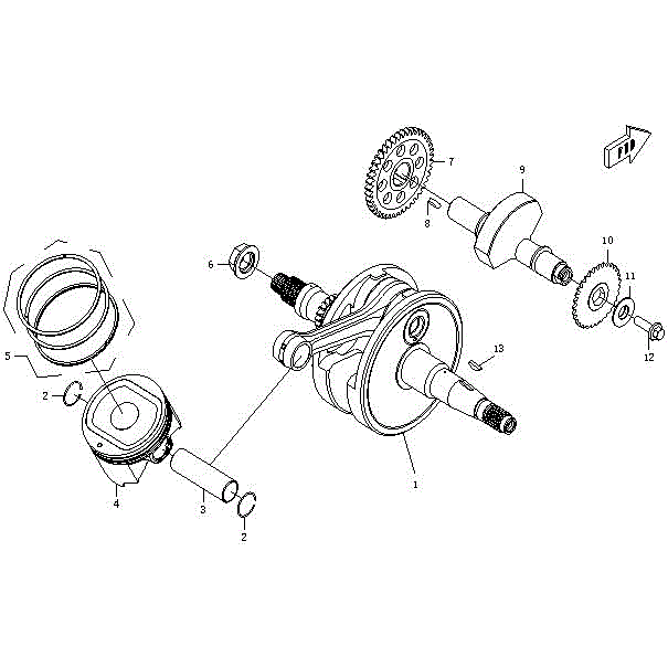 An Image of a Genuine CFMOTO Parts Schematic Diagram showing the schematic - CRANKSHAFT - 2015 CFMOTO ZFORCE 600