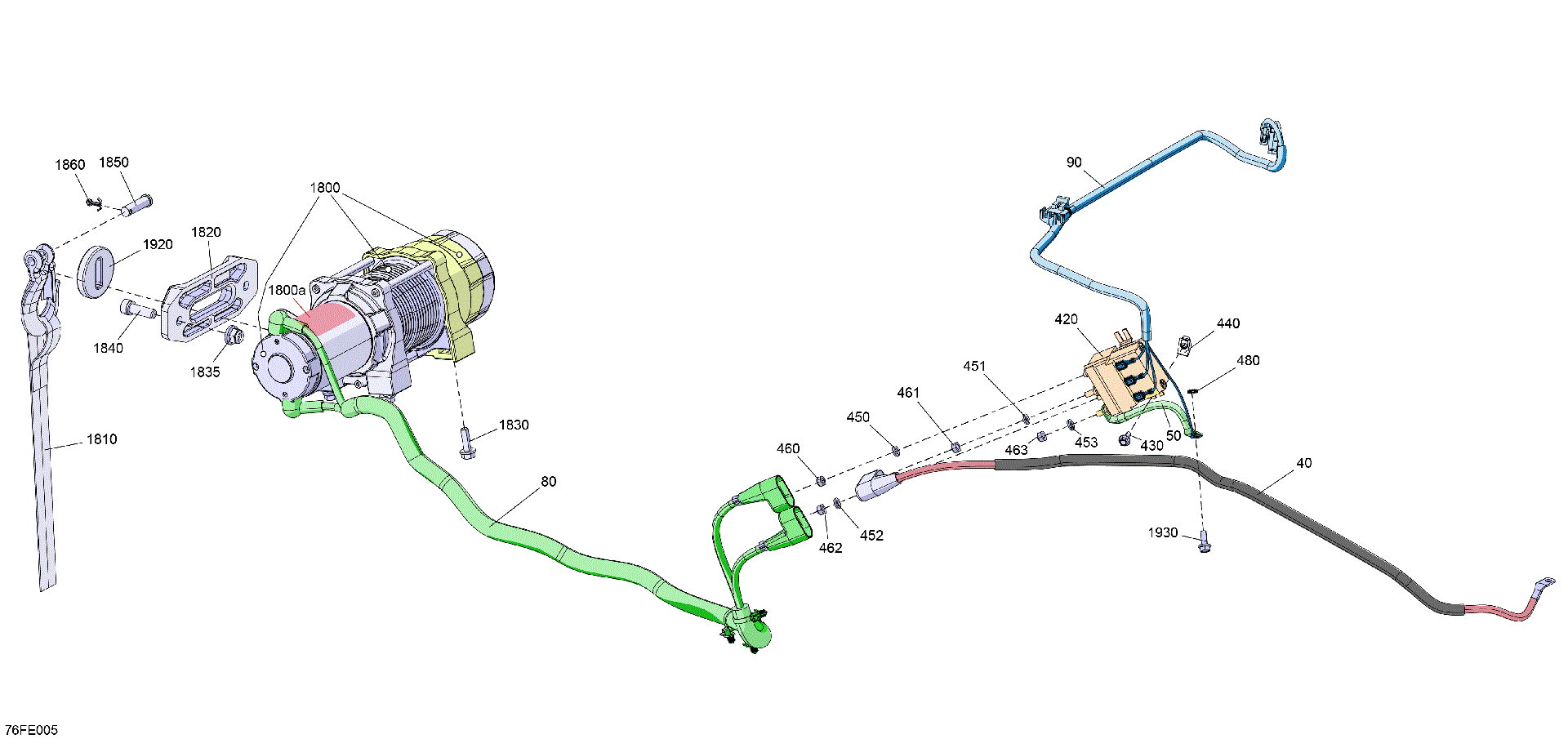 An Image of a Genuine Can-Am Parts Schematic Diagram showing the schematic - ELECTRIC - WINCH