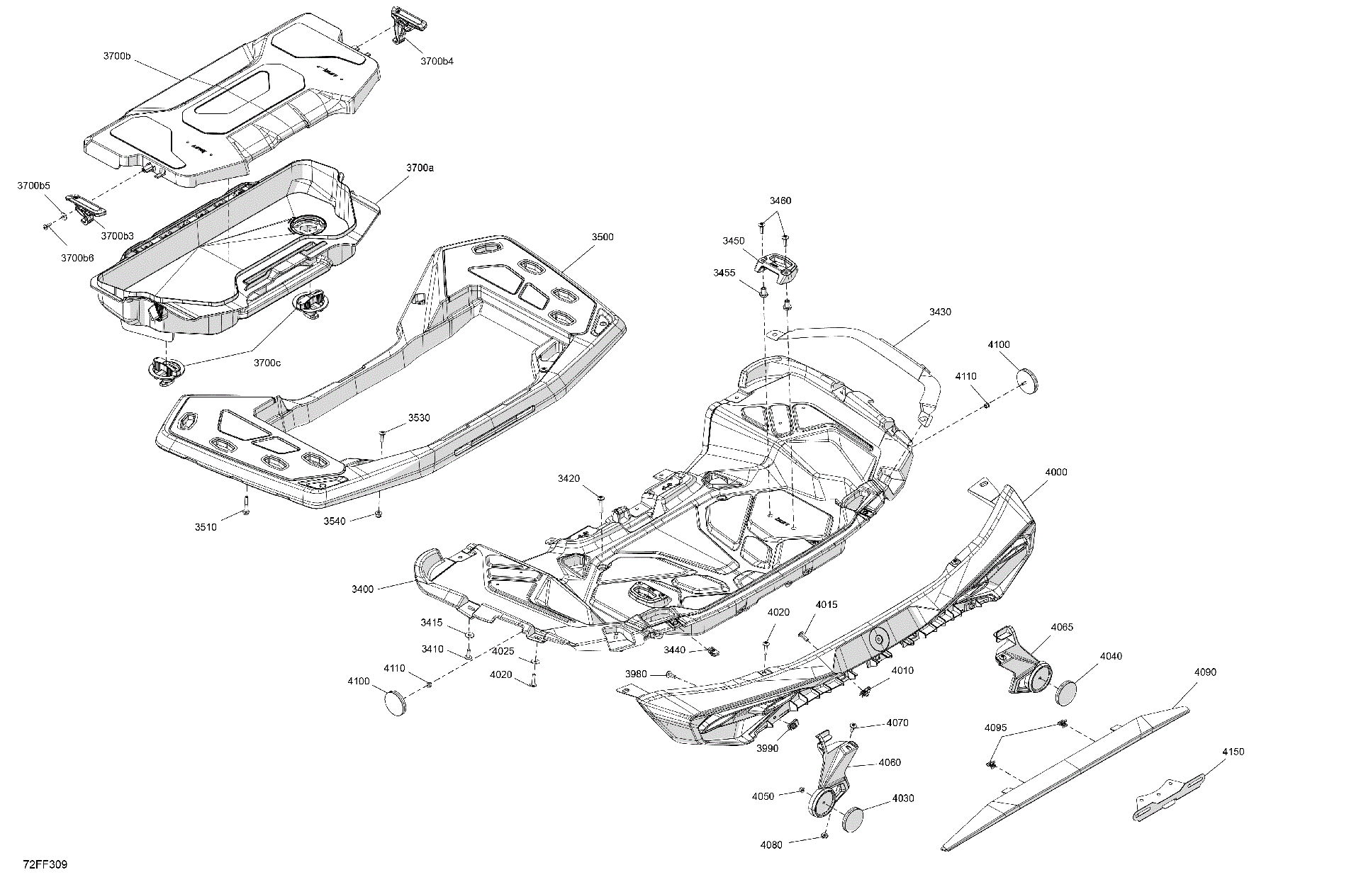 An Image of a Genuine Can-Am Parts Schematic Diagram showing the schematic - BODY - REAR SECTION