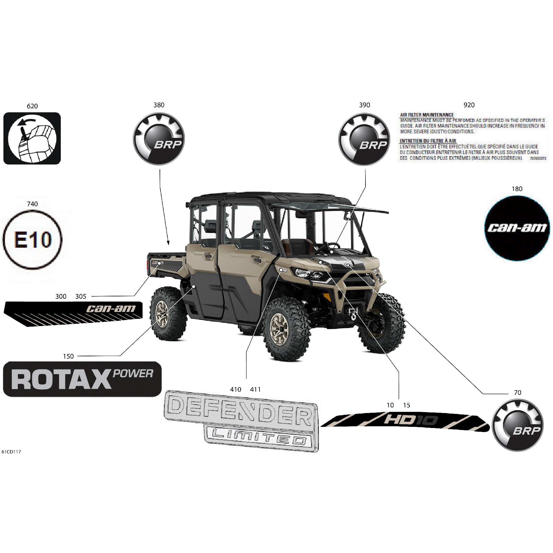 An Image of a Genuine Can-Am Parts Schematic Diagram showing the schematic - BODY - DECALS