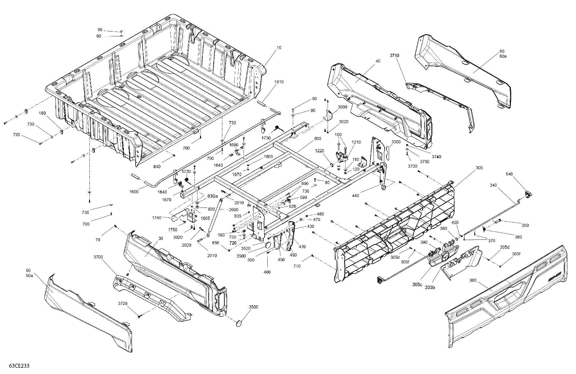 An Image of a Genuine Can-Am Parts Schematic Diagram showing the schematic - BODY - CARGO