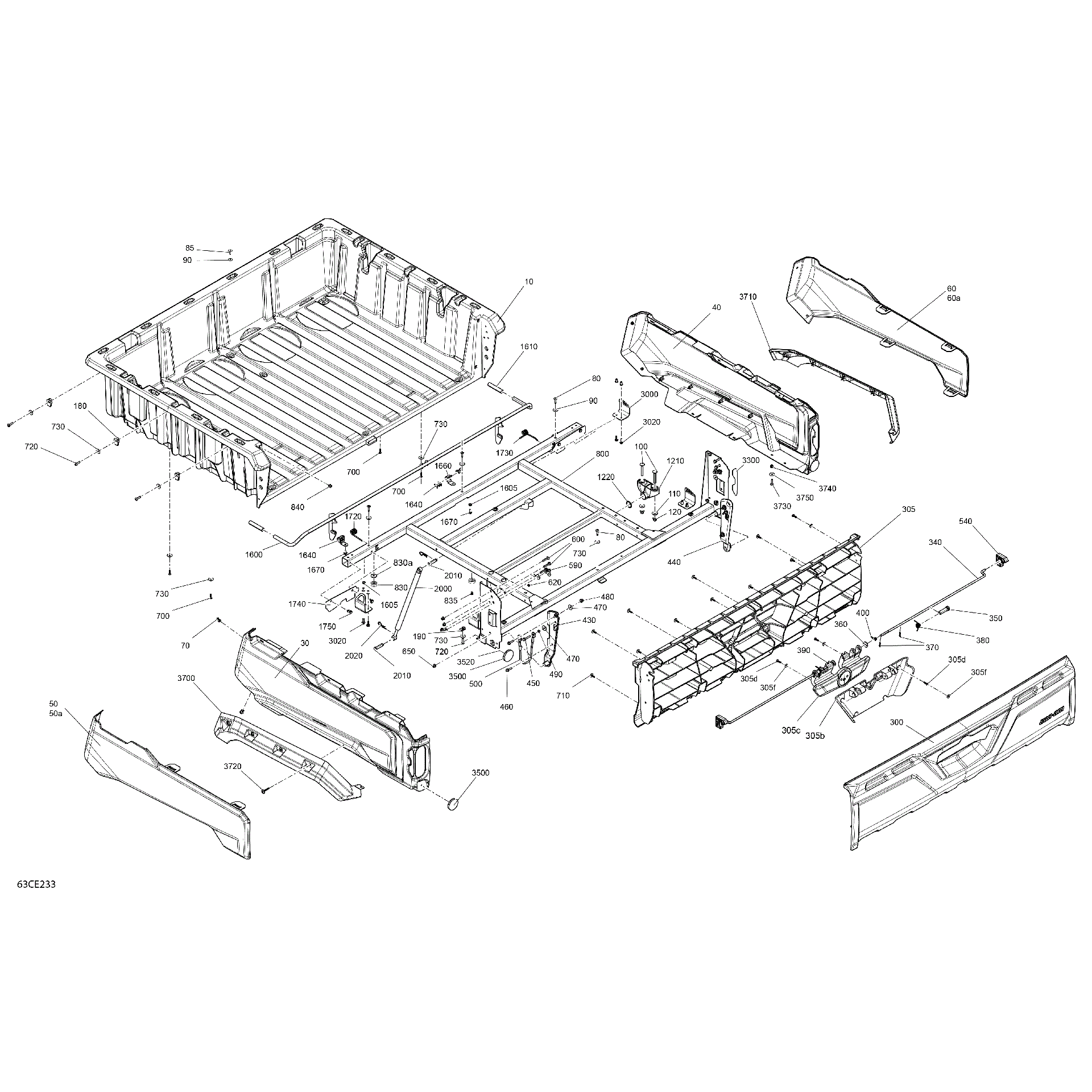 An Image of a Genuine Can-Am Parts Schematic Diagram showing the schematic - BODY - CARGO