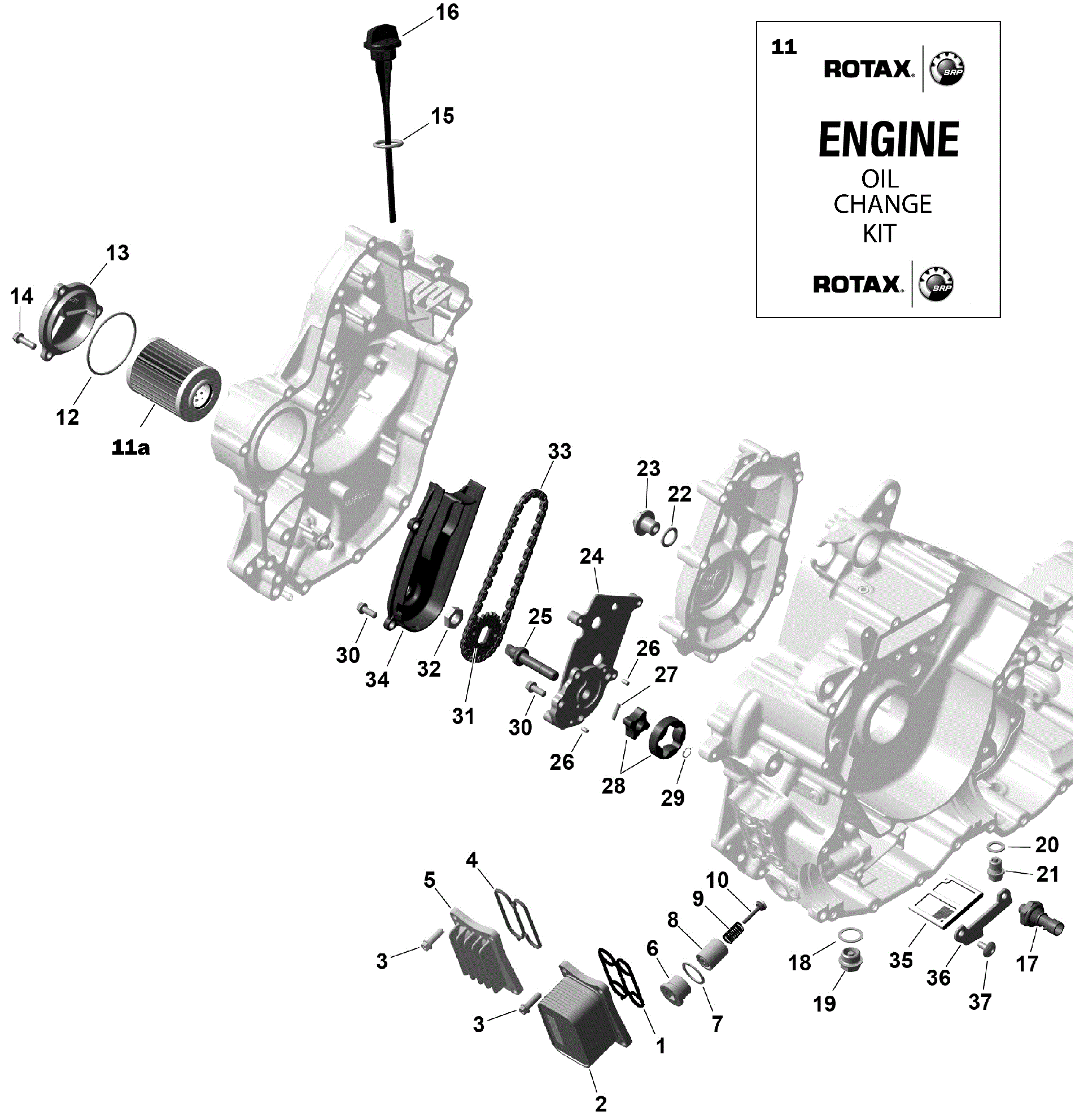An Image of a Genuine Can-Am Parts Schematic Diagram showing the schematic - ROTAX - ENGINE LUBRICATION