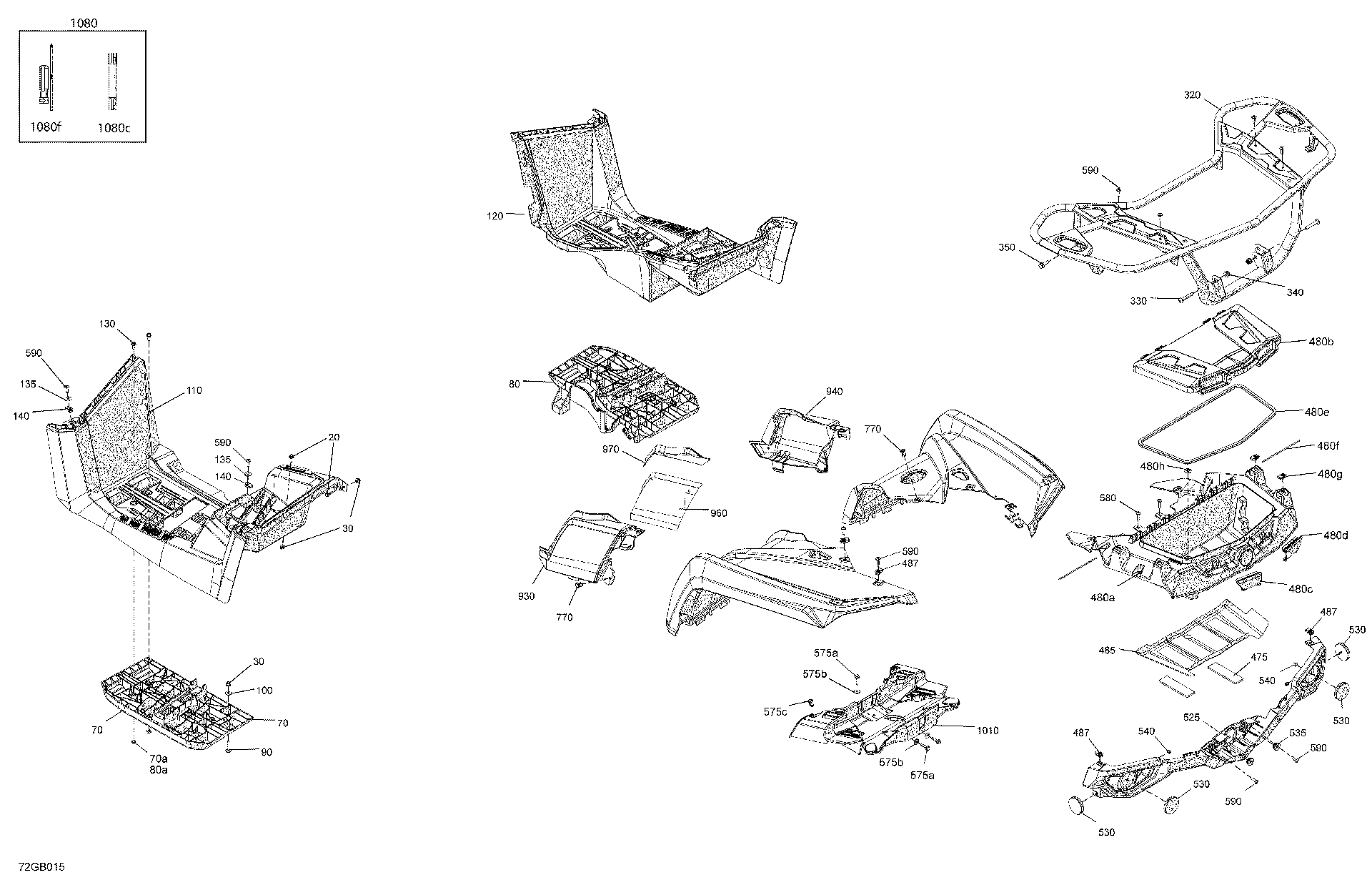 An Image of a Genuine Can-Am Parts Schematic Diagram showing the schematic - BODY - REAR SECTION
