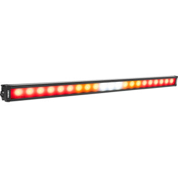 The Light Bar Chaser XPL 28" by Vision X is a horizontal LED light bar with red, orange, and white lights in a low-profile housing, shown against a plain white background.