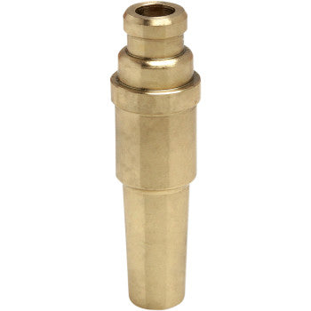 Brass valve guide with stepped cylindrical shape and smooth finish, designed for intake valve fitting.