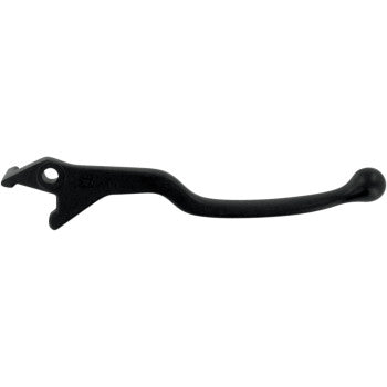 The Lever Right Hand Black by Moose Offroad is a black cast aluminum alloy clutch lever with ergonomic design, rounded end, anti-friction bronze bushing, and mounting hole, shown against a white background.