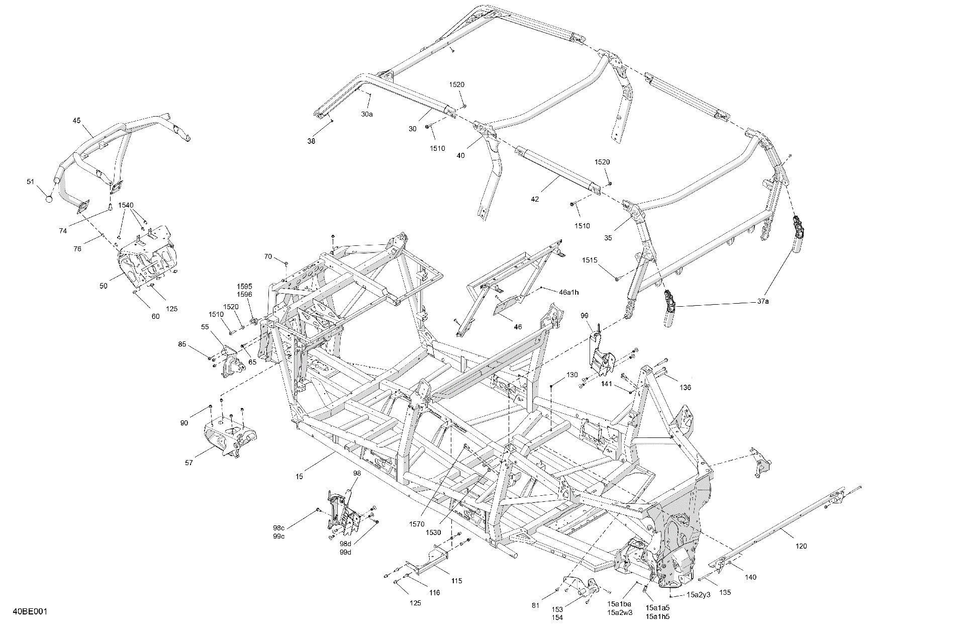 An Image of a Genuine Can-Am Parts Schematic Diagram showing the schematic - FRAME - SYSTEM