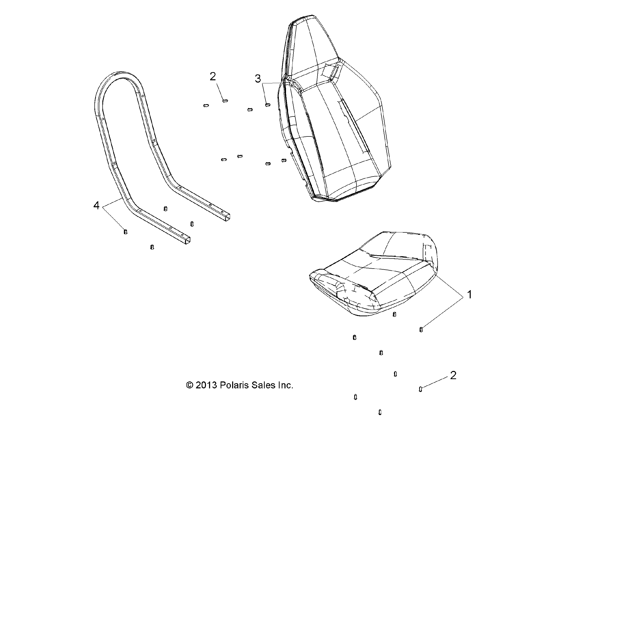 An Image of a Genuine Polaris Parts Schematic Diagram showing the schematic - BODY: SEAT ASM. - 2015 POLARIS SPORTSMAN ACE 325 EFI