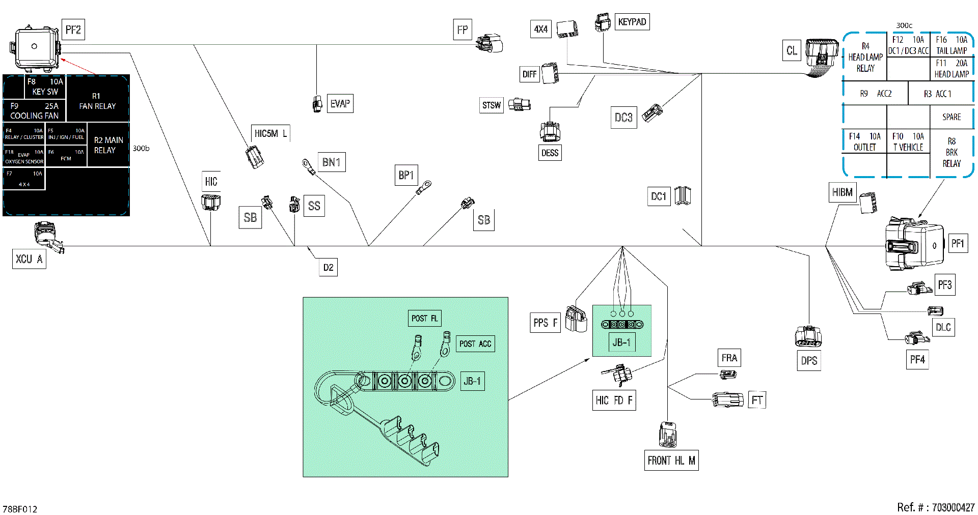 An Image of a Genuine Can-Am Parts Schematic Diagram showing the schematic - ELECTRIC - MAIN HARNESS - 710008815