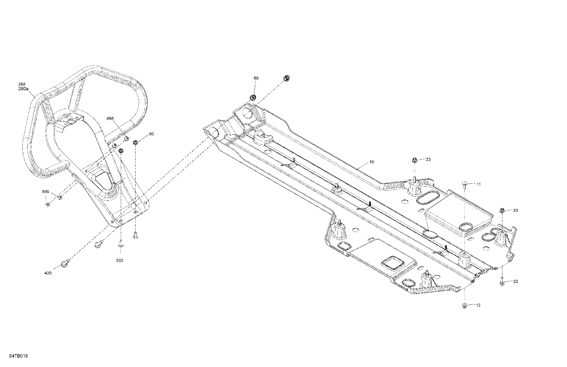 An Image of a Genuine Can-Am Parts Schematic Diagram showing the schematic - BODY - SKID PLATE AND BUMPER