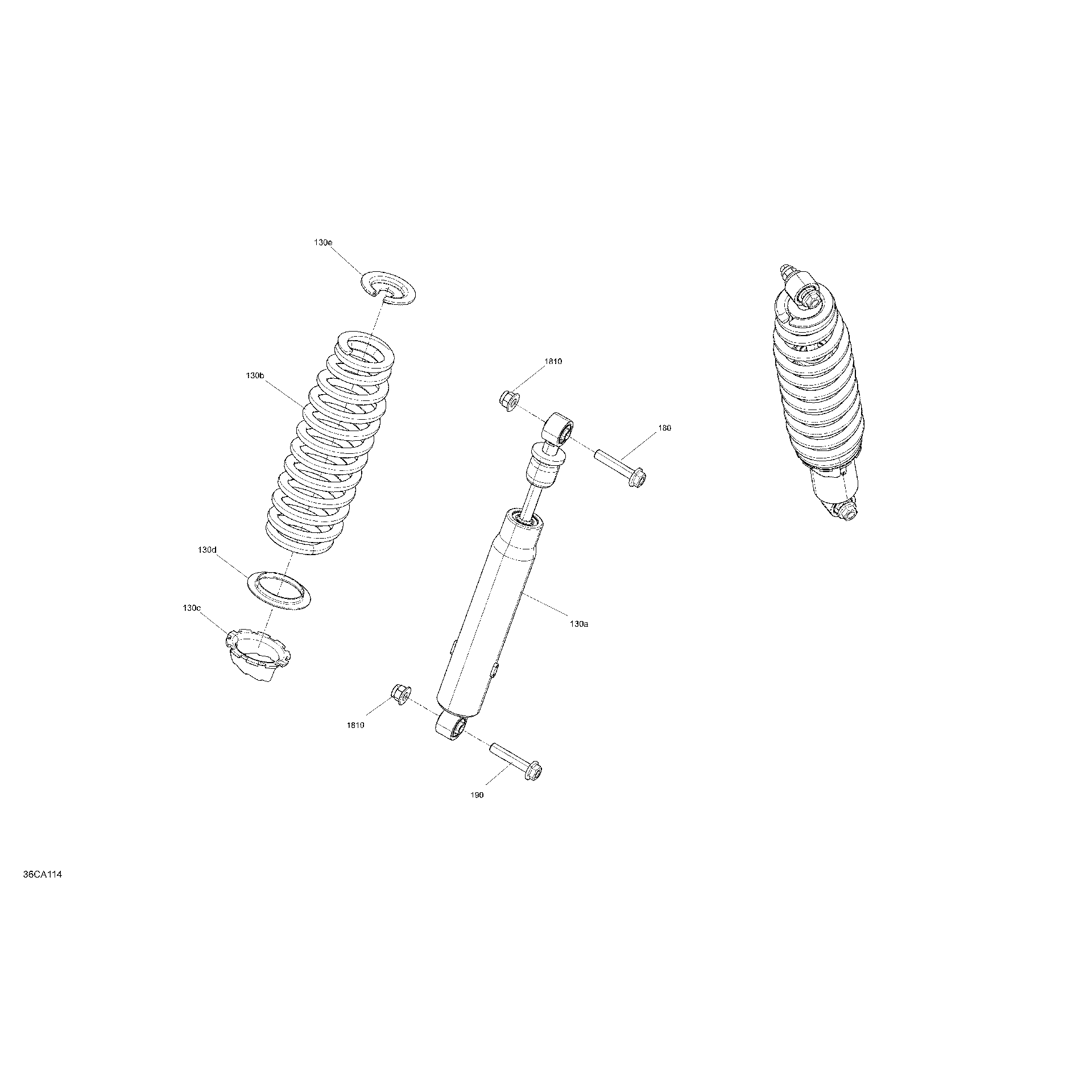 An Image of a Genuine Can-Am Parts Schematic Diagram showing the schematic - SUSPENSION - REAR SHOCKS - DPS
