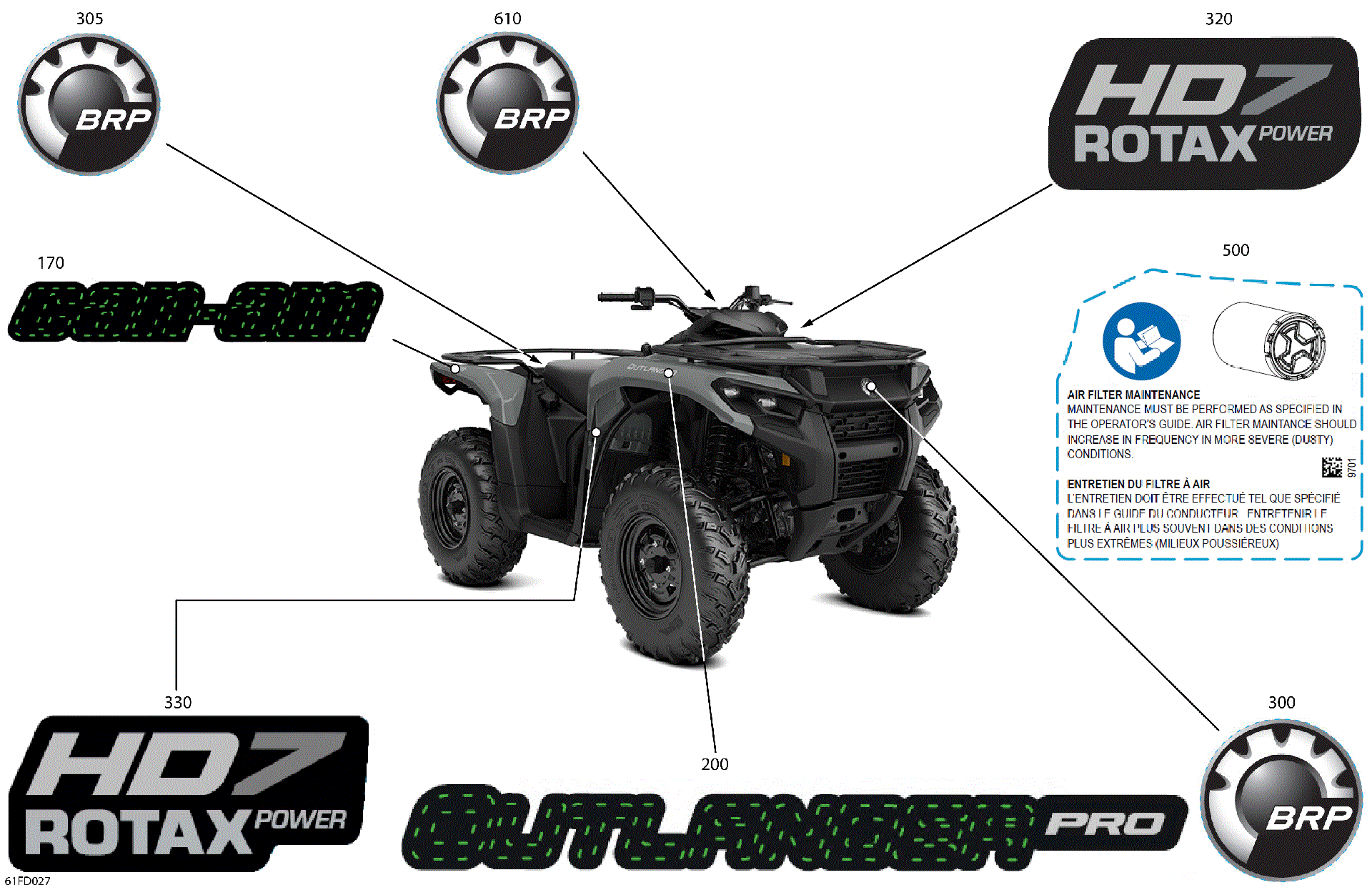 An Image of a Genuine Can-Am Parts Schematic Diagram showing the schematic - BODY - FEATURE DECALS