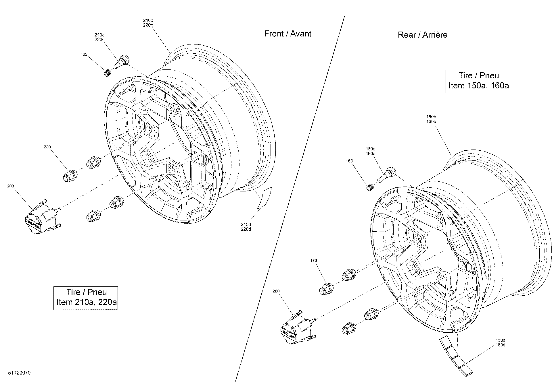 An Image of a Genuine Can-Am Parts Schematic Diagram showing the schematic - WHEELS - MOSSY OAK EDITION