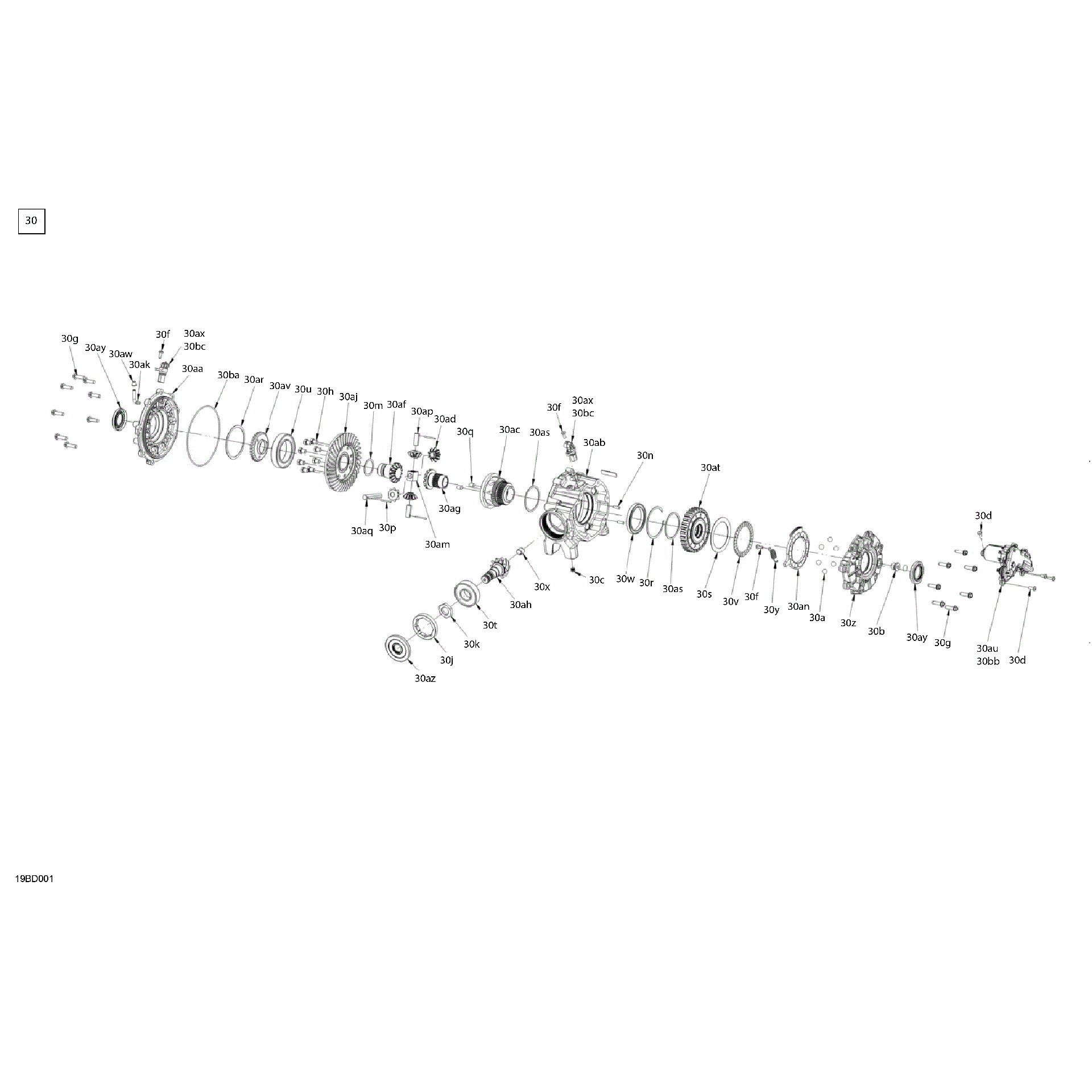 An Image of a Genuine Can-Am Parts Schematic Diagram showing the schematic - DRIVE - FRONT - DIFFERENTIAL PARTS