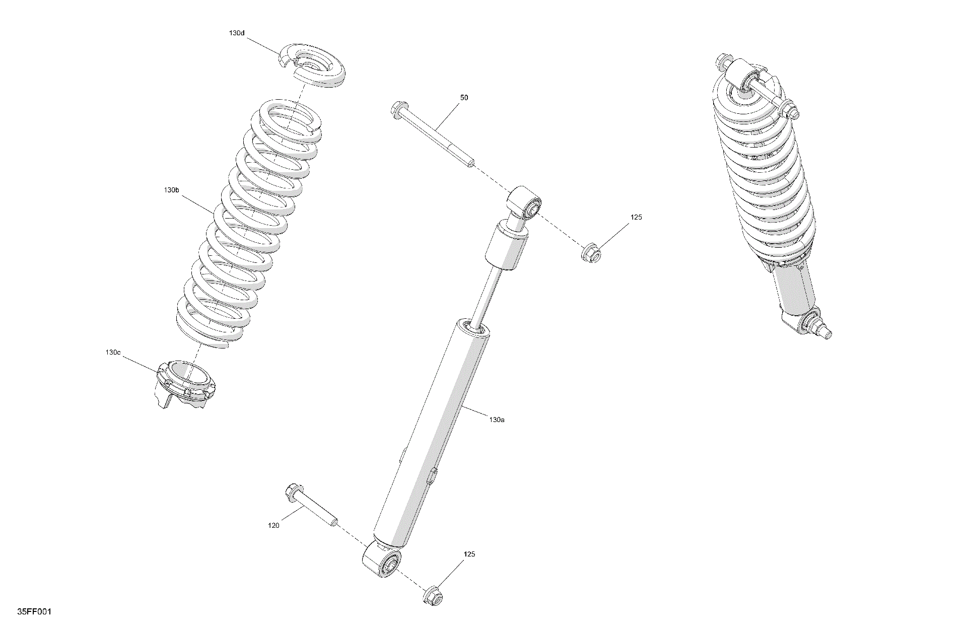 An Image of a Genuine Can-Am Parts Schematic Diagram showing the schematic - SUSPENSION - FRONT SHOCKS