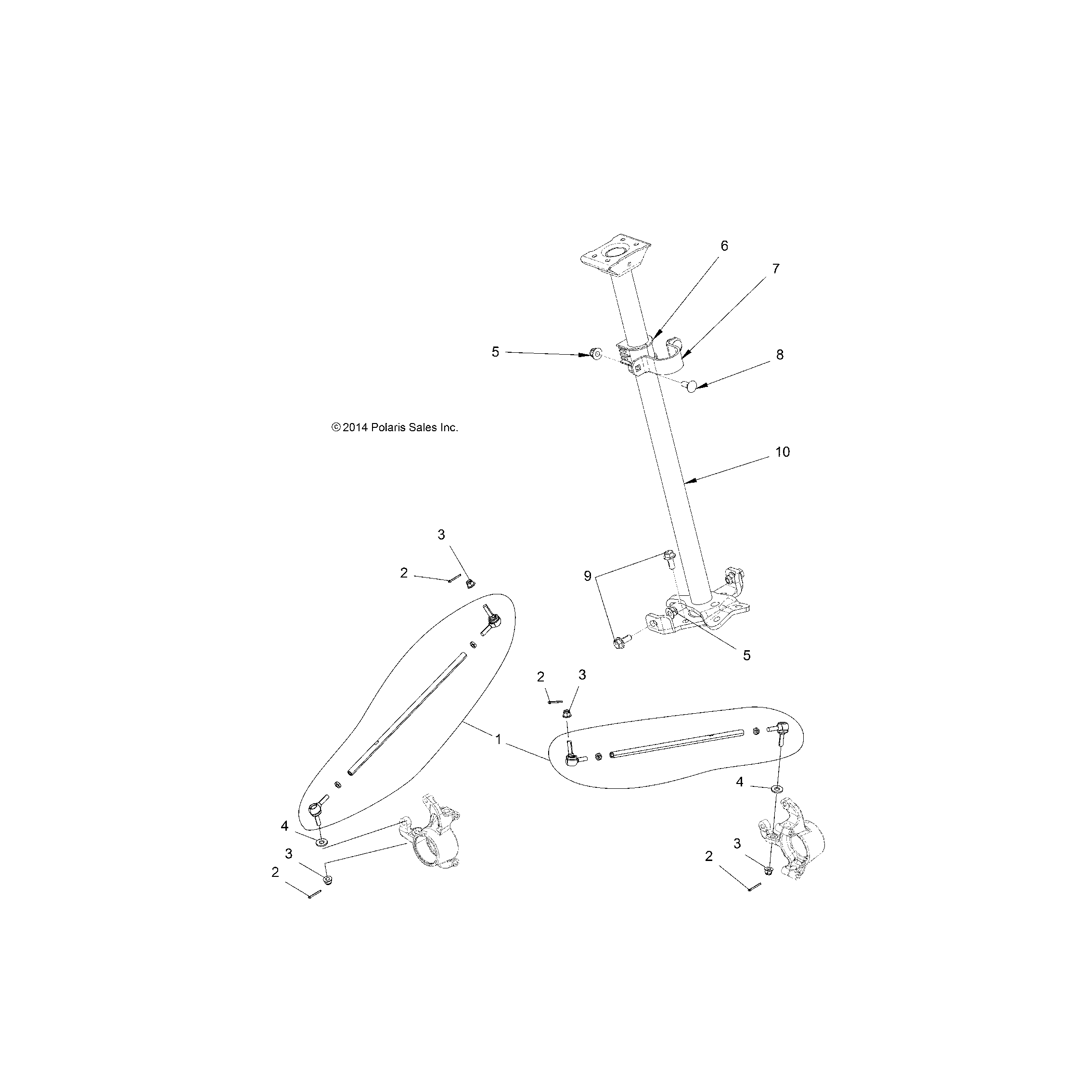 An Image of a Genuine Polaris Parts Schematic Diagram showing the schematic - STEERING: STEERING POST ASM. - 2015 POLARIS SCRAMBLER 850