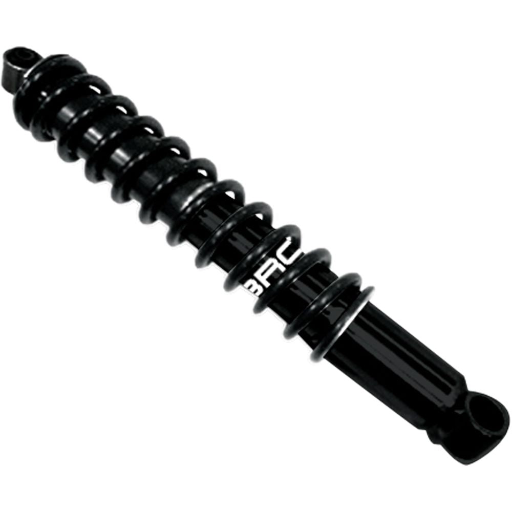 The Honda Rancher UTV/ATV Rear Gas Shock by Bronco features a black coil spring, cylindrical body, and eyelet mounts on both ends. Perfect for UTVs/ATVs, it showcases the BRC logo and is available at Witchdoctors.com.