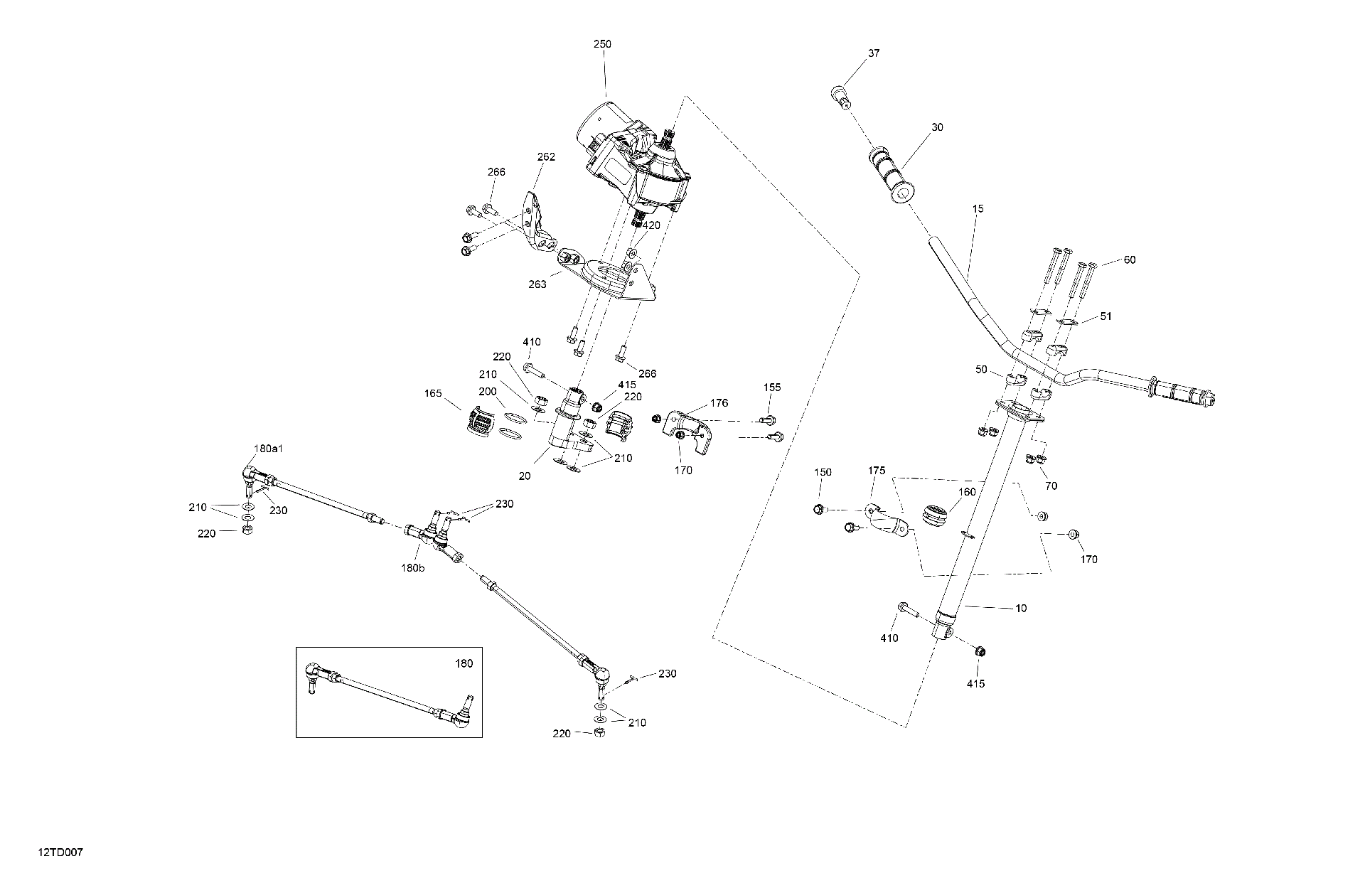 An Image of a Genuine Can-Am Parts Schematic Diagram showing the schematic - MECHANIC - STEERING